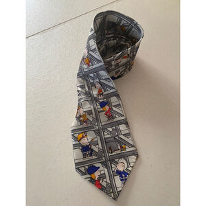 Men's Peanuts Construction Worker Tie One Size Grey White Multi-color